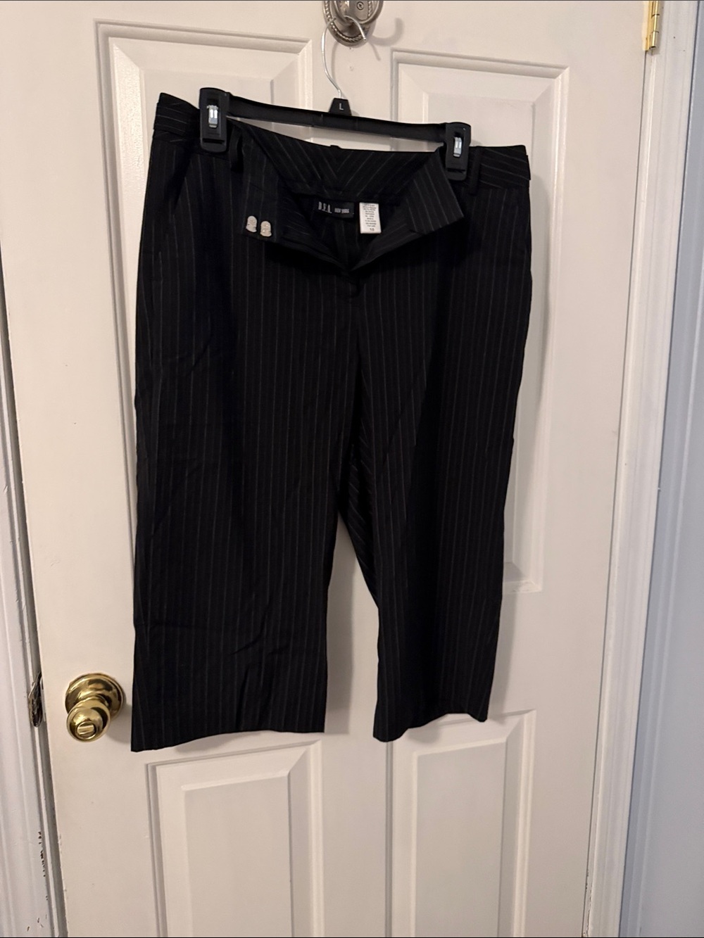 Black Pinstripe Women's Dress Capris